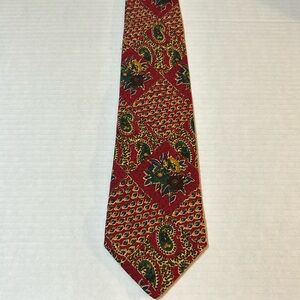 Brooks Brothers men’s red green paisley floral pattern 100% wool neck tie